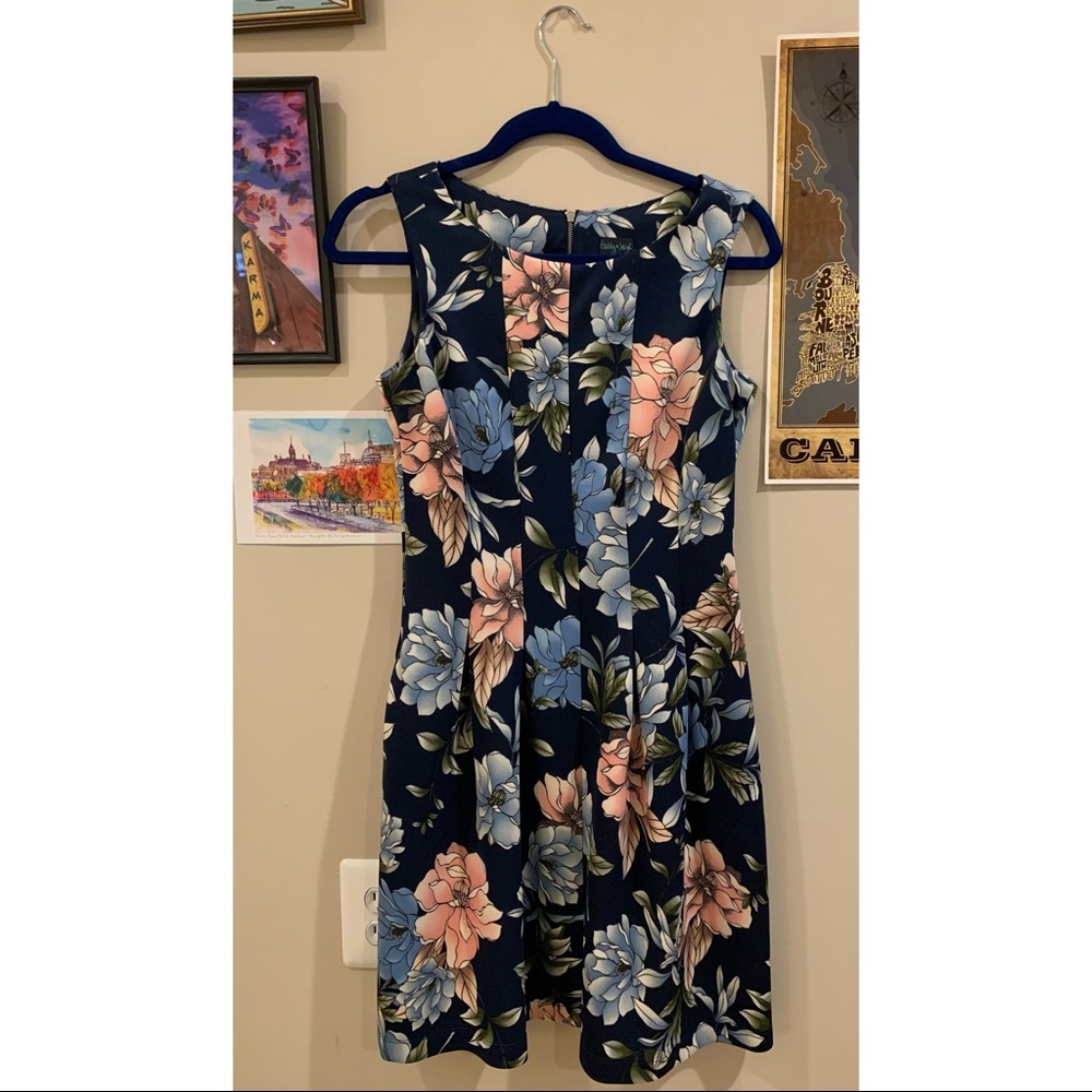 Navy Blue Floral Dress